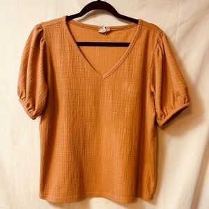 a.n.a Women's Textured V-Neck Blouse - Warm Orange
